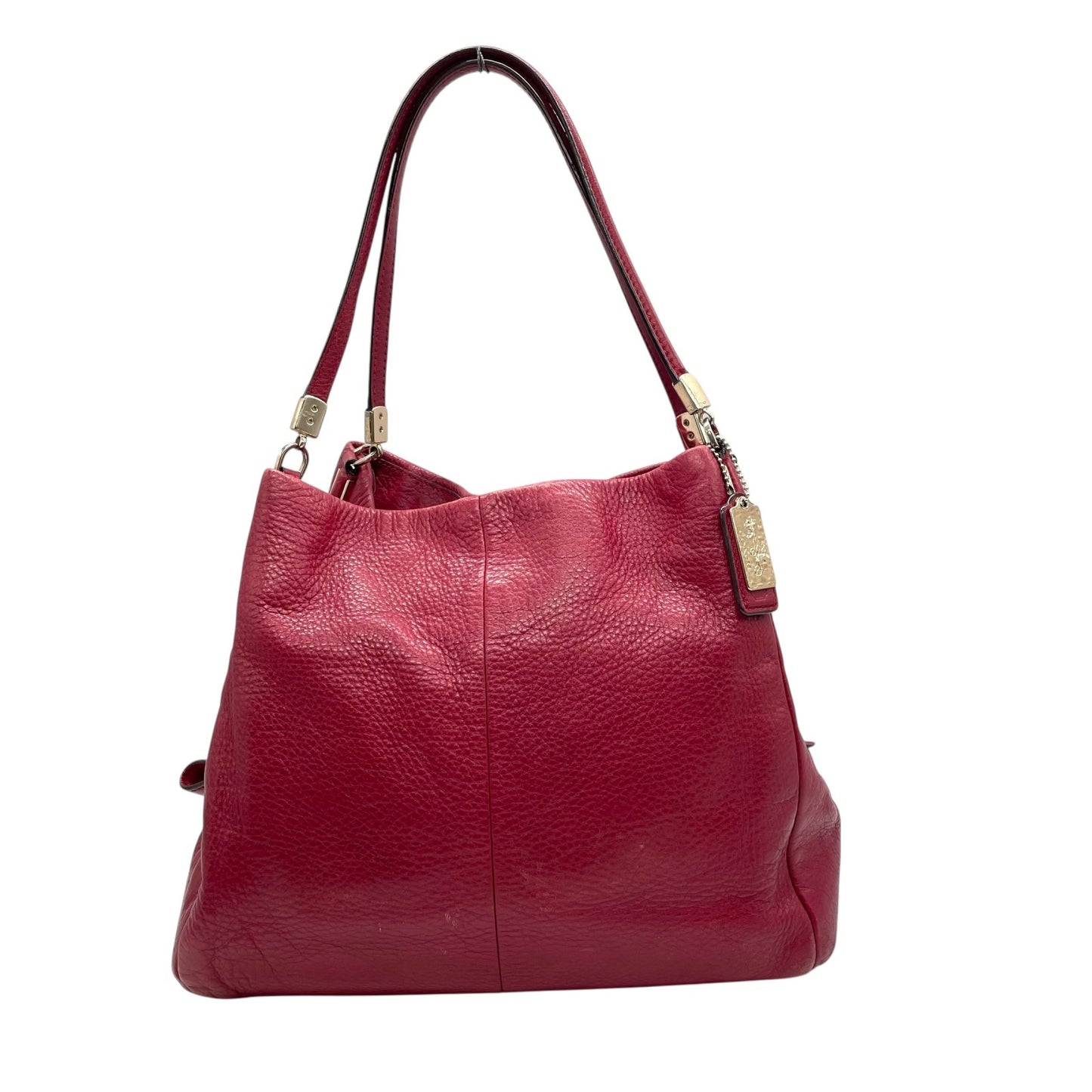 COACH コーチ ハンドバッグ トートバッグ 赤 レッド レザー ゴールド金具 ロゴ チャーム付き 肩掛け可 レディース T4