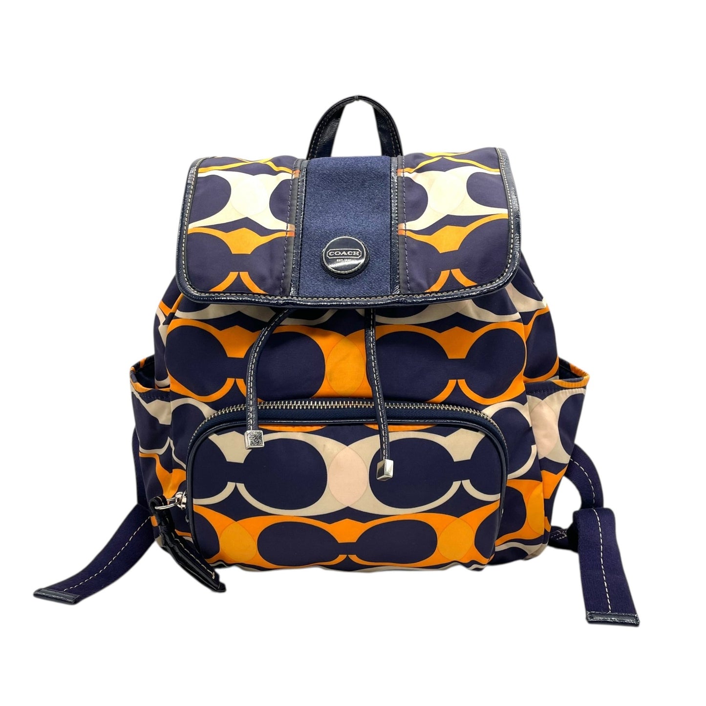 コーチ COACH リュックサック バックパック リュック デイパック F23909 シグネチャー レザー ナイロン 紺 ネイビー オレンジ カジュアル U8