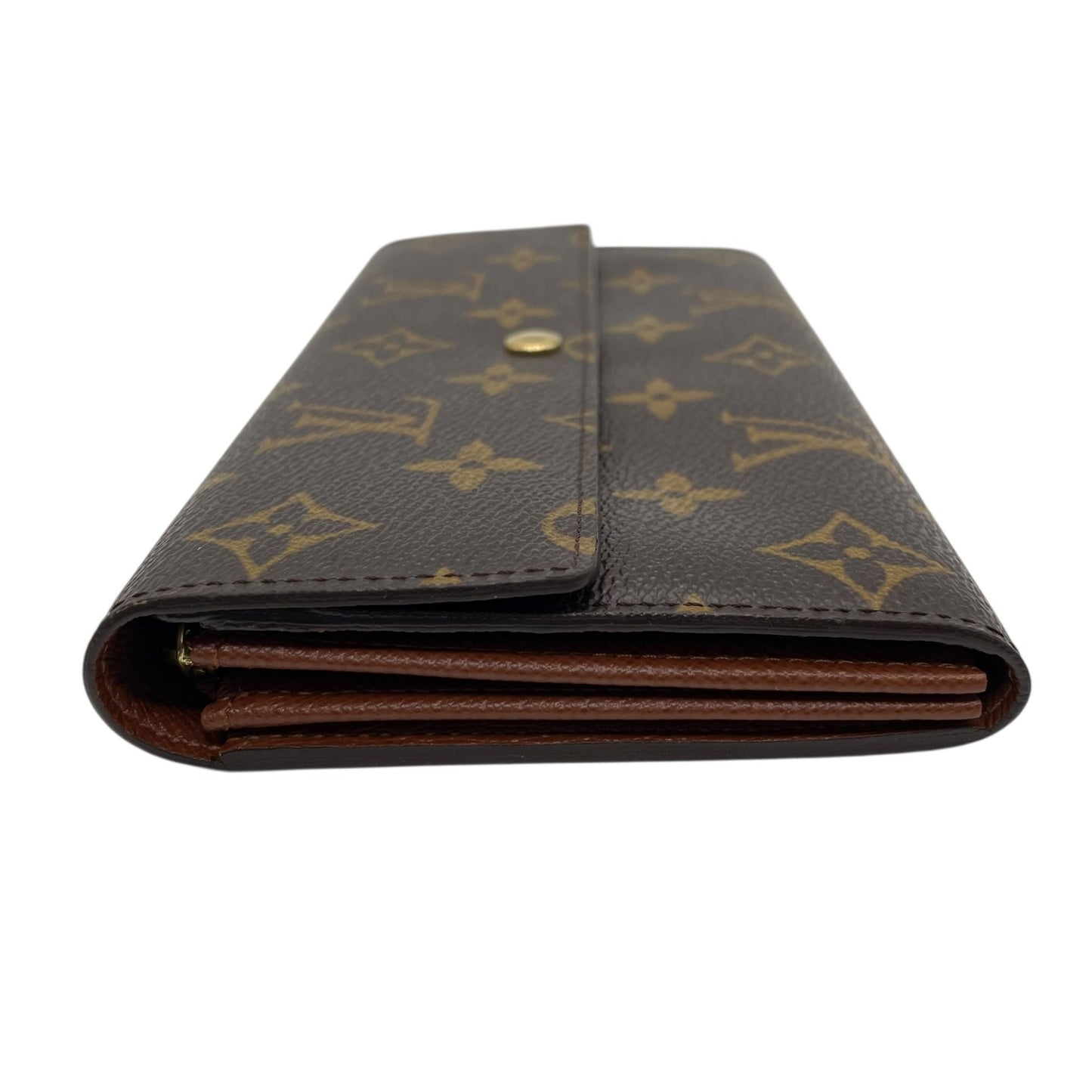 ルイ・ヴィトン LOUIS VUITTON LV モノグラム ポルトフォイユ サラ 長財布 M61734 シリアル刻印 フラップ 茶色 ブラウン 金金具 ゴールド ロゴ金具 W1