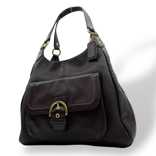 コーチ COACH ハンドバッグ キャンベル F24686 ダークブラウン オールレザー ベルトデザイン ゴールド金具 斜め掛け可 レディース U17