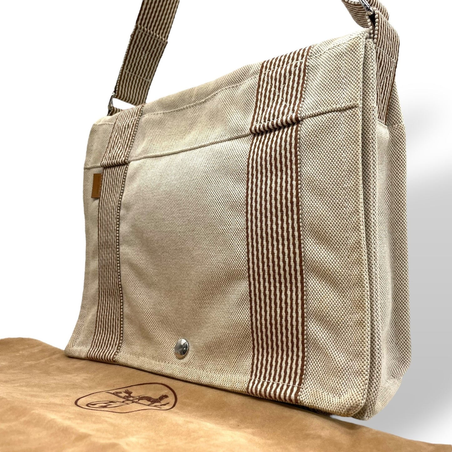 エルメス HERMES エールライン メッセンジャーPM ベージュ キャンバス ショルダーバッグ メンズ レディース ユニセックス B4