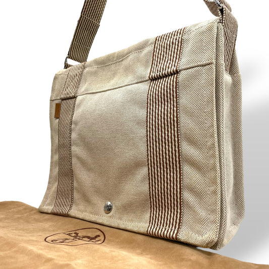 エルメス HERMES エールライン メッセンジャーPM ベージュ キャンバス ショルダーバッグ メンズ レディース ユニセックス B4