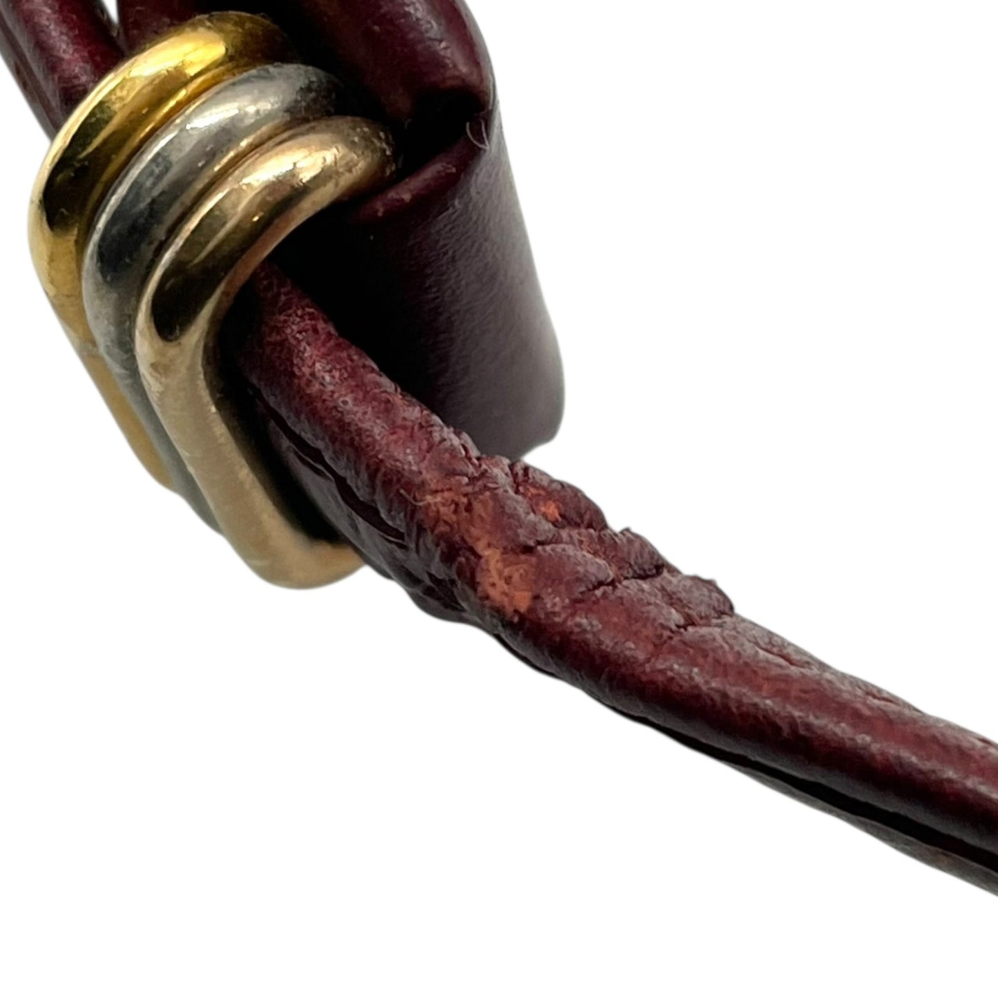 美品 カルティエ Cartier マストライン ショルダーバッグ ワンショルダー 赤 ボルドー ワインレッド レザー ゴールド金具 トリニティ 2Cモチーフ 肩掛け可 斜め掛け可 レディース B4