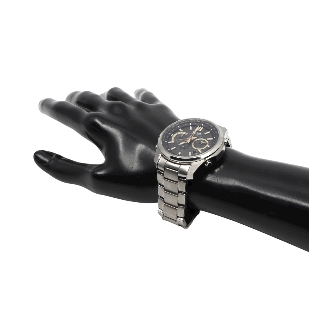 【美品/稼働品】カシオ リニエージ 腕時計 LIW-M610TDS 電波ソーラー チタン サファイアガラス メンズ ブラック ゴールド アナログ ワールドタイム MULTI BAND 6 ウェーブセプター ビジネス 軽量 G10