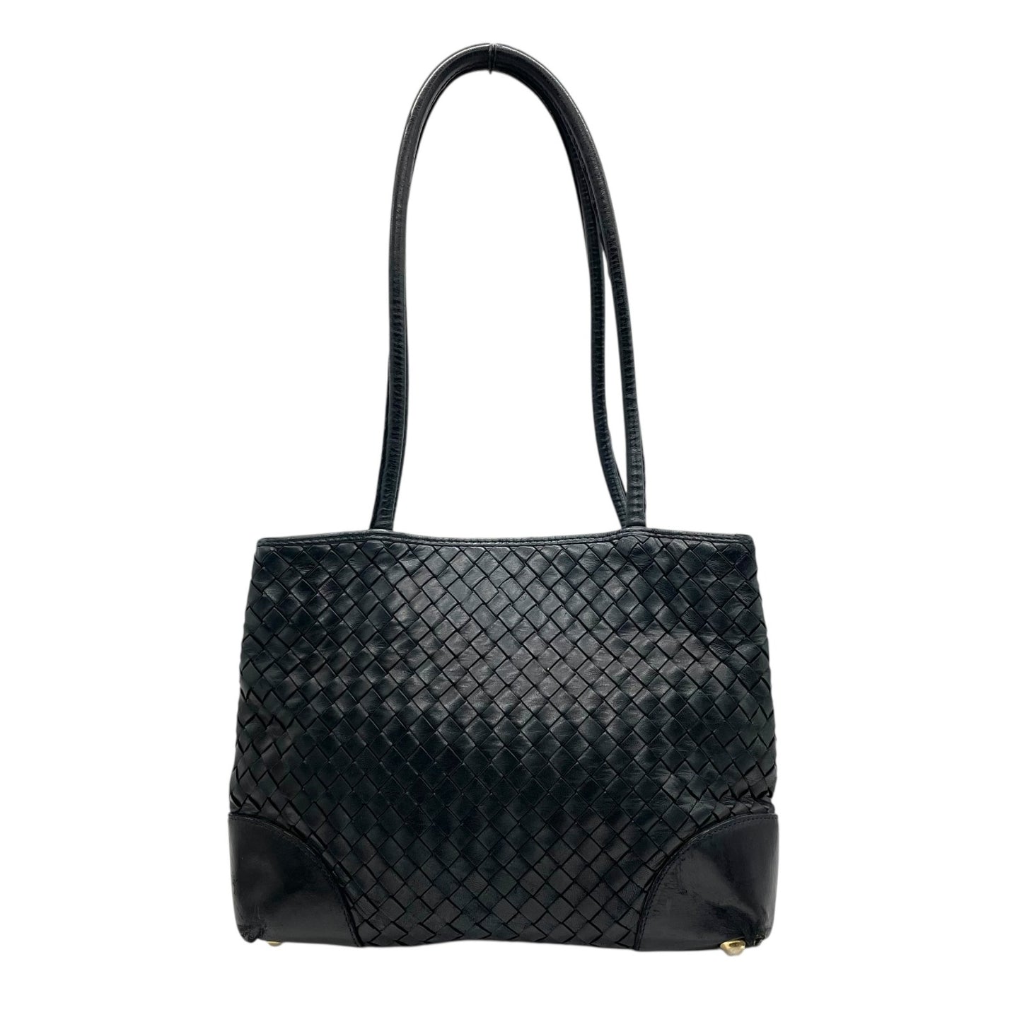 BOTTEGA VENETA ボッテガヴェネタ イントレチャート ハンドバッグ ワンショルダー ネイビー レザー ゴールド金具 肩掛け可 編み込み レディース K11