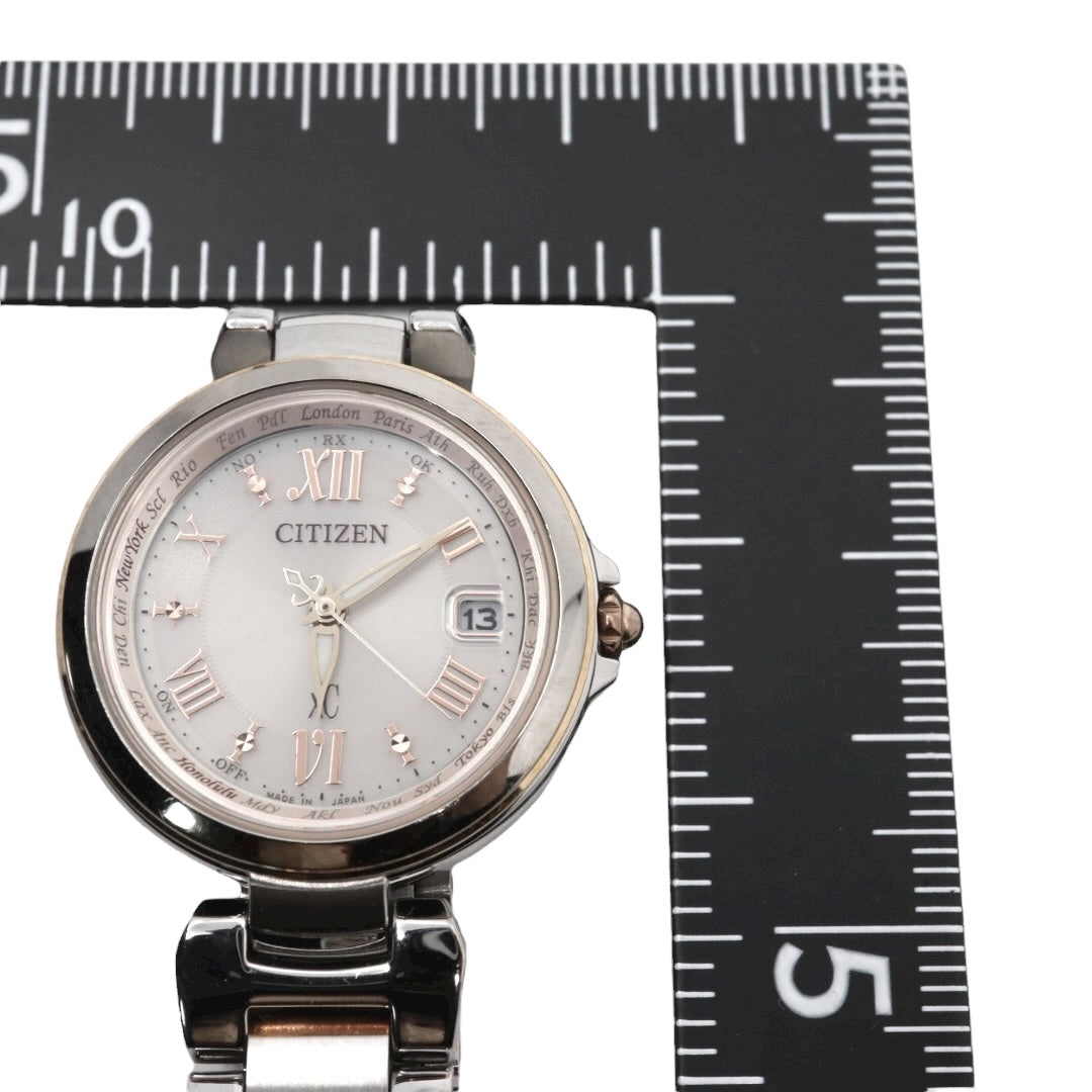CITIZEN シチズン xC クロスシー エコドライブ 電波時計 腕時計 シルバー ローマンインデックス デイト レディース G11