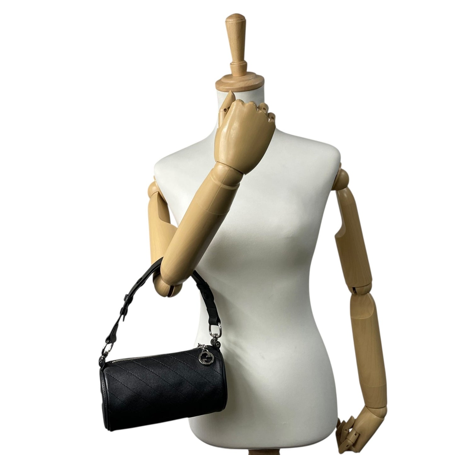 新品同様 GUCCI グッチ ブロンディ ミニバッグ ハンドバッグ レザー 本革 ブラック 黒 760170 インターロッキング GG シルバー金具 レディース A