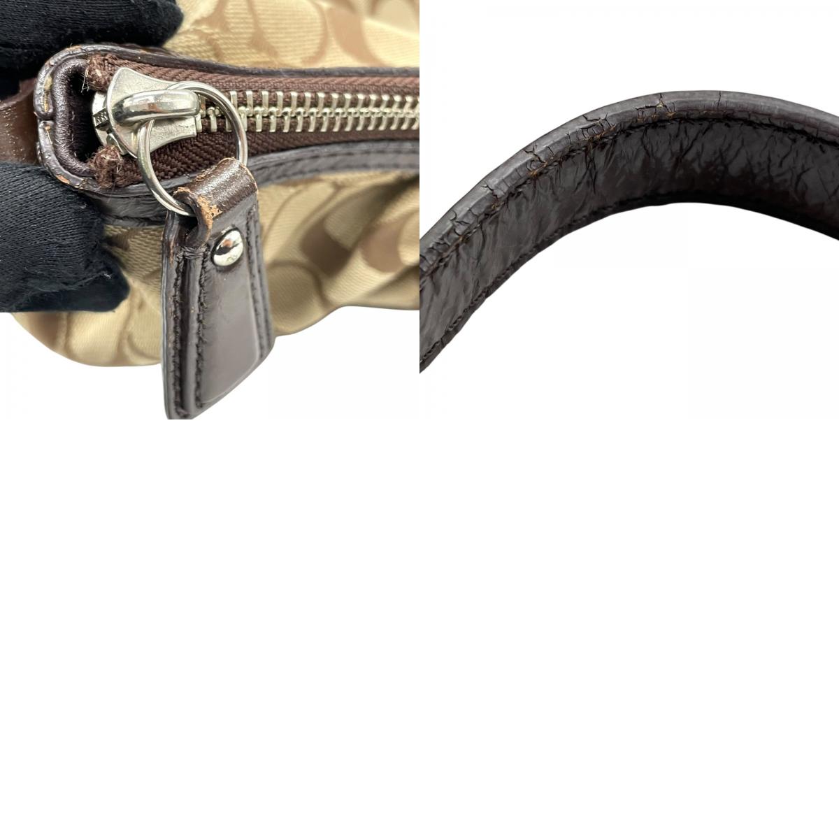 COACH コーチ シグネチャー 2WAY ハンドバッグ ショルダーバッグ F17400 キャンバス パテントレザー 茶 ブラウン シルバー金具 肩掛け可 斜め掛け可 レディース U13