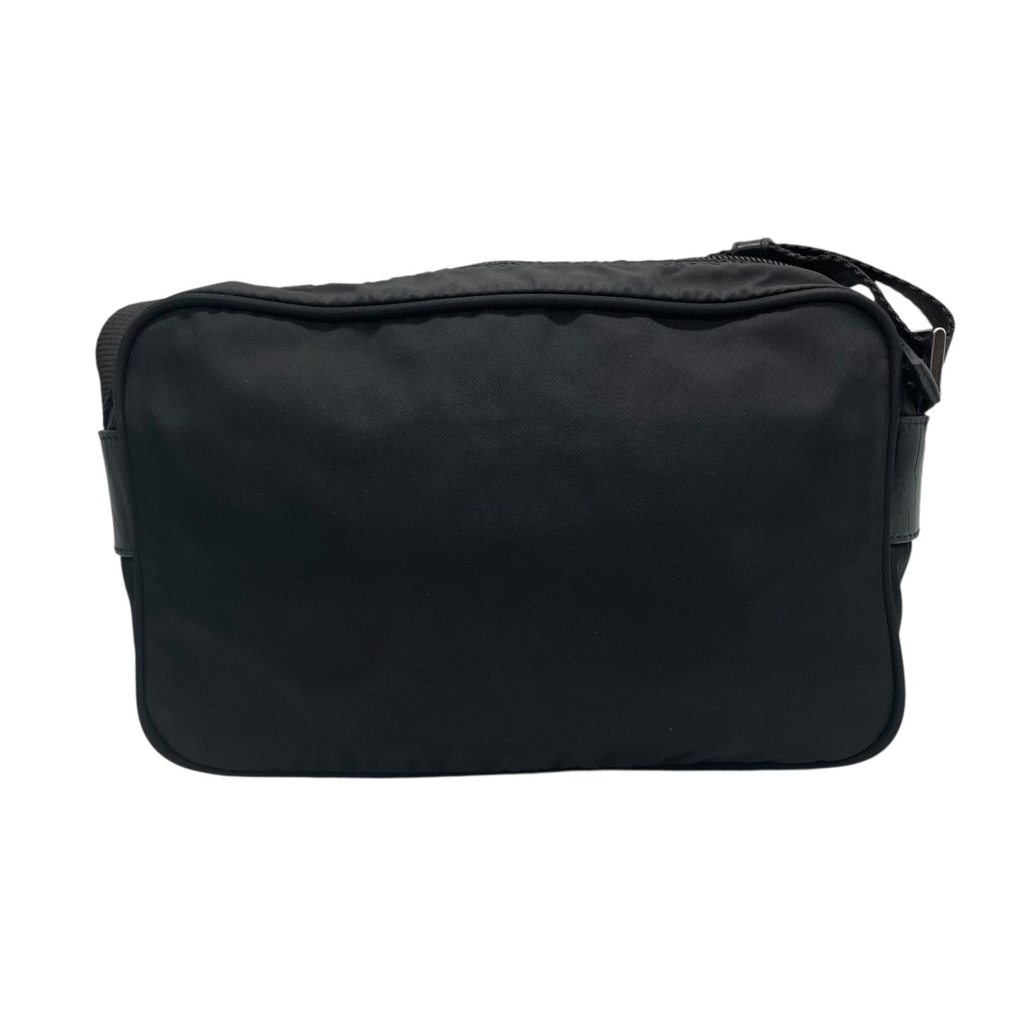 Authentic PRADA Shoulder Bag Triangle Logo Nylon Leather Black Silver Hardware BT0166