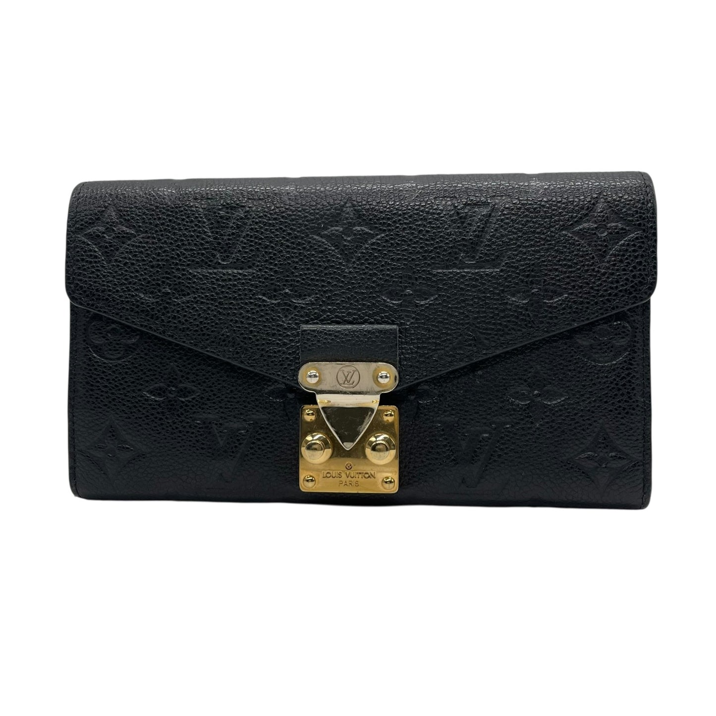 美品 LOUIS VUITTON ルイヴィトン ポルトフォイユ メティス アンプラント レザー ノワール 黒 ブラック ゴールド金具 長財布 モノグラム ロゴ M62458 レディース W2