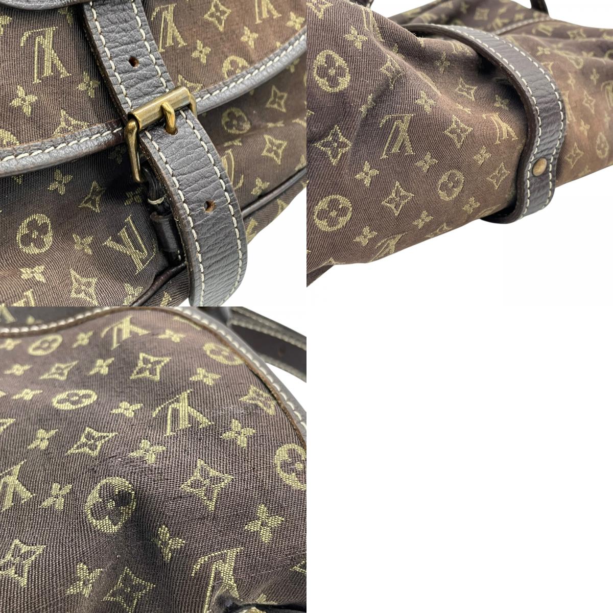 LOUIS VUITTON ルイヴィトン モノグラム ミニラン ソミュール30 ショルダーバッグ メッセンジャー M95227 茶 ブラウン キャンバス レザー ゴールド金具 ダブルフラップ 斜め掛け可 ユニセックス K9