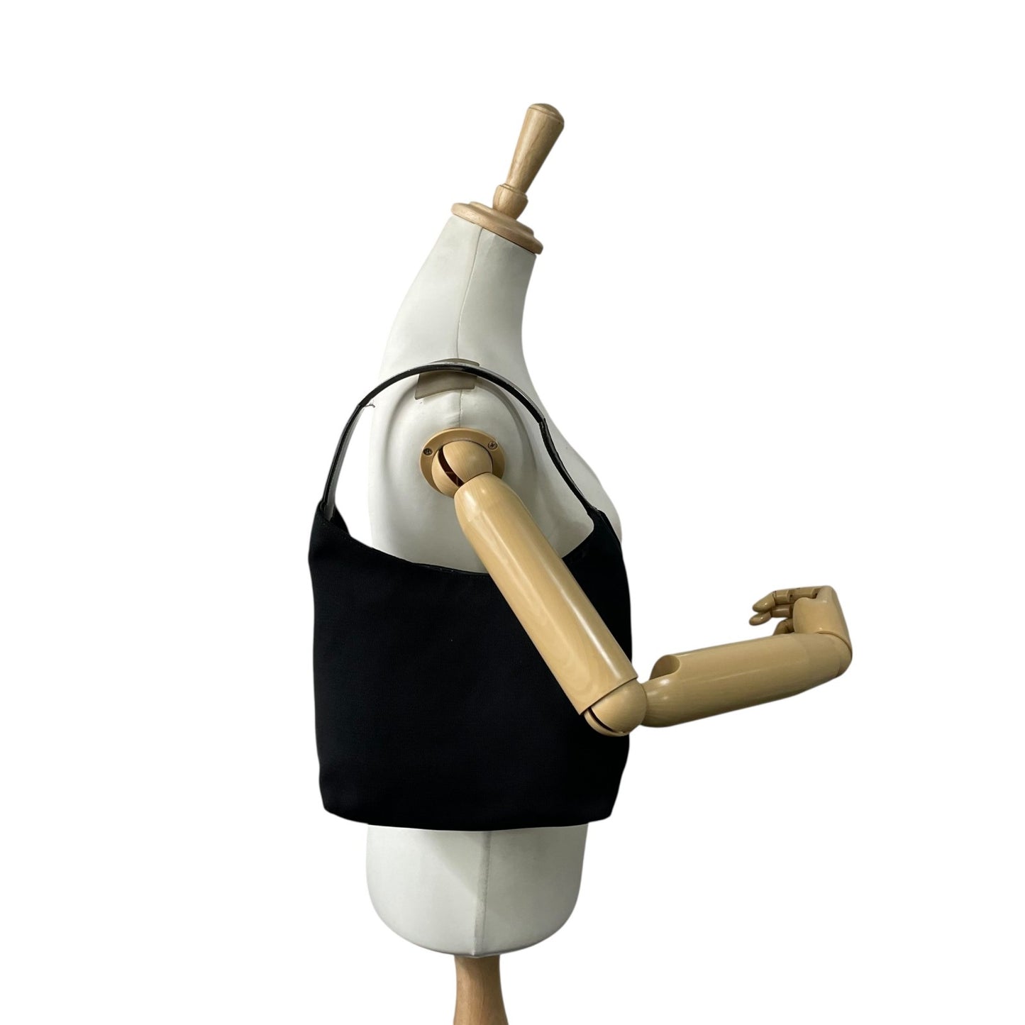 GUCCI グッチ ワンショルダーバッグ ハンドバッグ 黒 ブラック シルバー金具 キャンバス パテントレザー メタルハンドル ロゴプレート 肩掛け可 マグネット開閉 ホーボー レディース D6