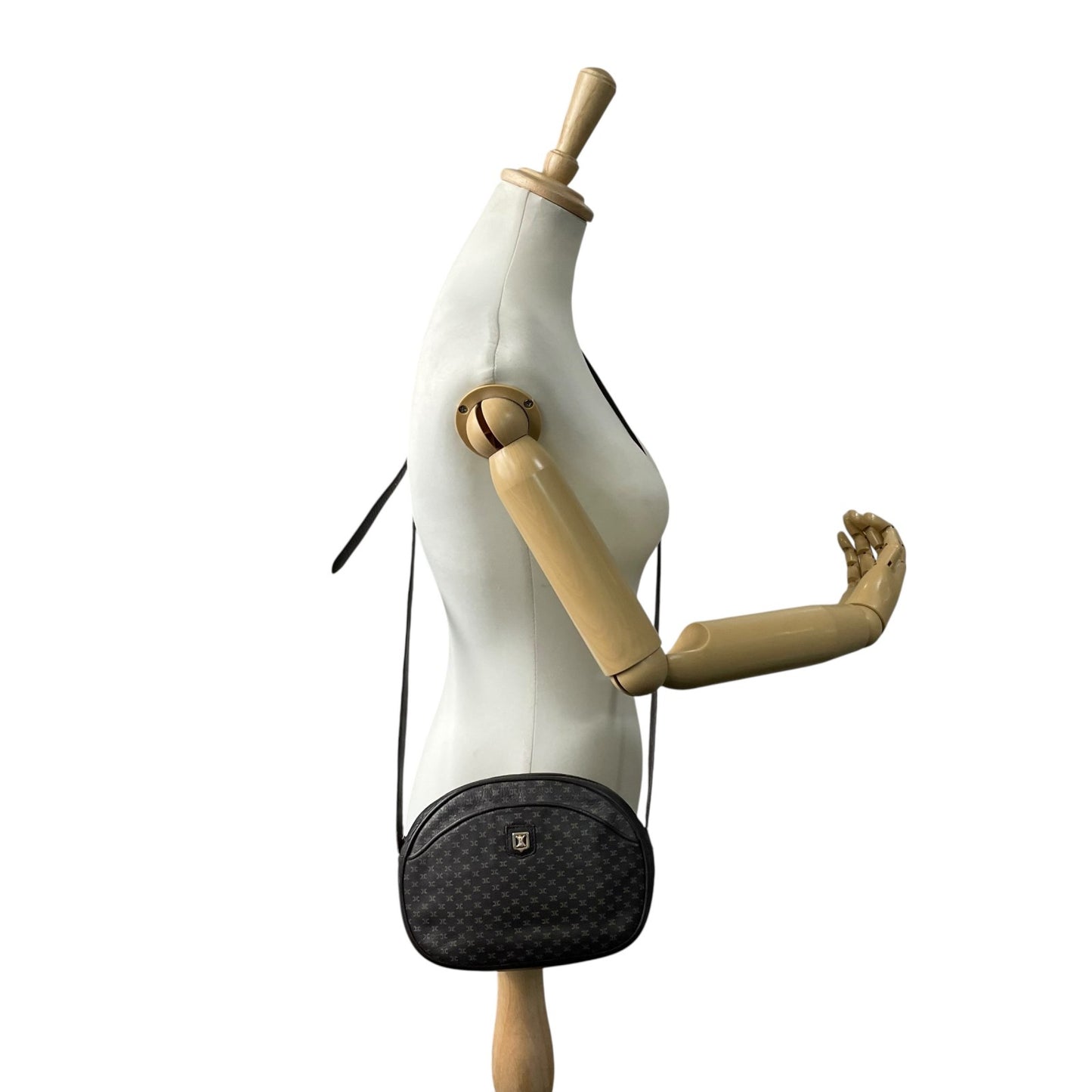 CELINE オールドセリーヌ マカダム柄 トリオンフ ショルダーバッグ 茶 ブラウン レザー ゴールド金具 斜め掛け可 ミニバッグ ポシェット レディース ヴィンテージ B1