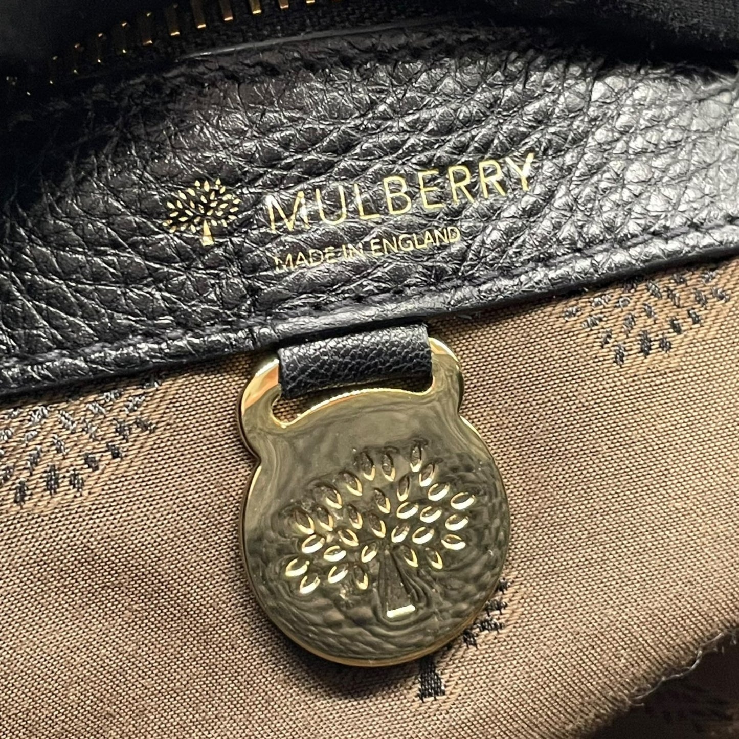 未使用級 美品 MULBERRY マルベリー ベイズウォーター ハンドバッグ トートバッグ 黒 ブラック レザー シボ革 ゴールド金具 肩掛け可 ターンロック レディース E