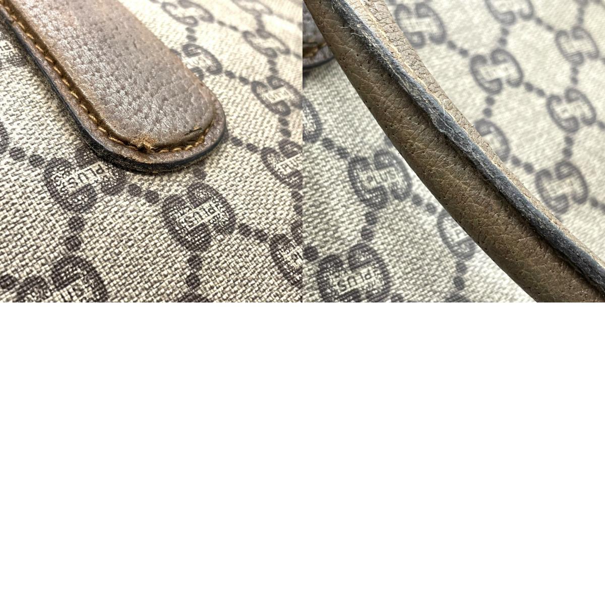 GUCCI グッチ GGプラス グッチプラス ハンドバッグ グレー ベージュ PVC レザー ゴールド金具 オールドグッチ ヴィンテージ レディース A