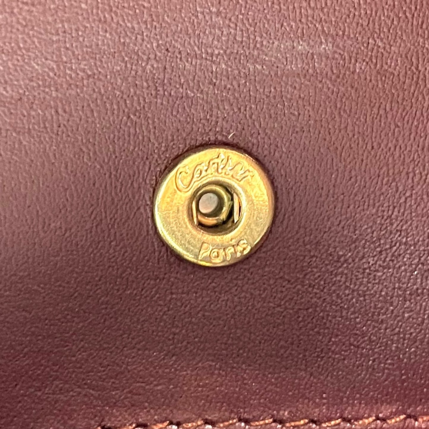 美品 カルティエ Cartier マストライン 二つ折り財布 ボルドー 赤 ワインレッド レザー ゴールド金具 ヴィンテージ メンズ レディース M5