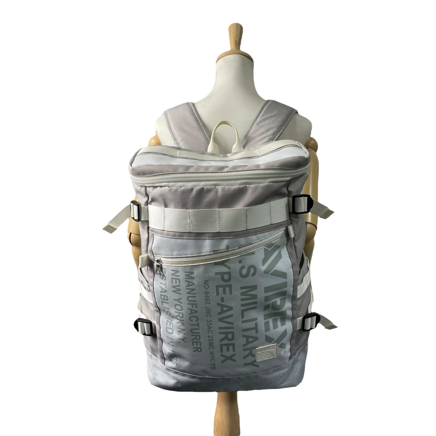 アビレックス AVIREX リュック バックパック ミリタリー ロールトップ グレー 白 ホワイト 大容量 メンズ レディース U11