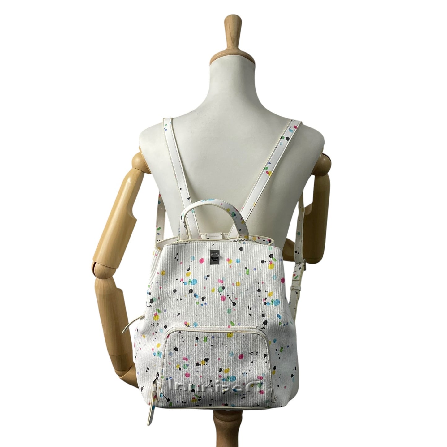 デシグアル Desigual バックパック リュック 白 ホワイト カラフル ペイント柄 マルチカラー アートデザイン S95