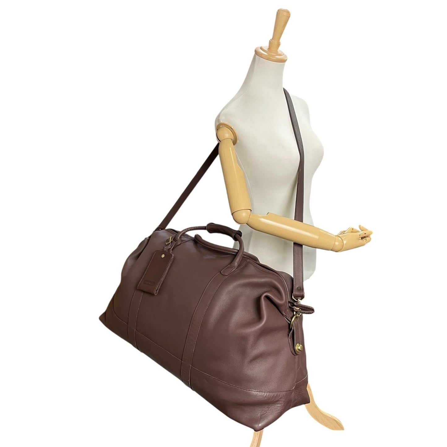 極美品 コーチ COACH レザー ボストンバッグ でかボストン 2WAY ショルダー付き 大容量 旅行 出張 茶色 ブラウン ゴールド金具 X