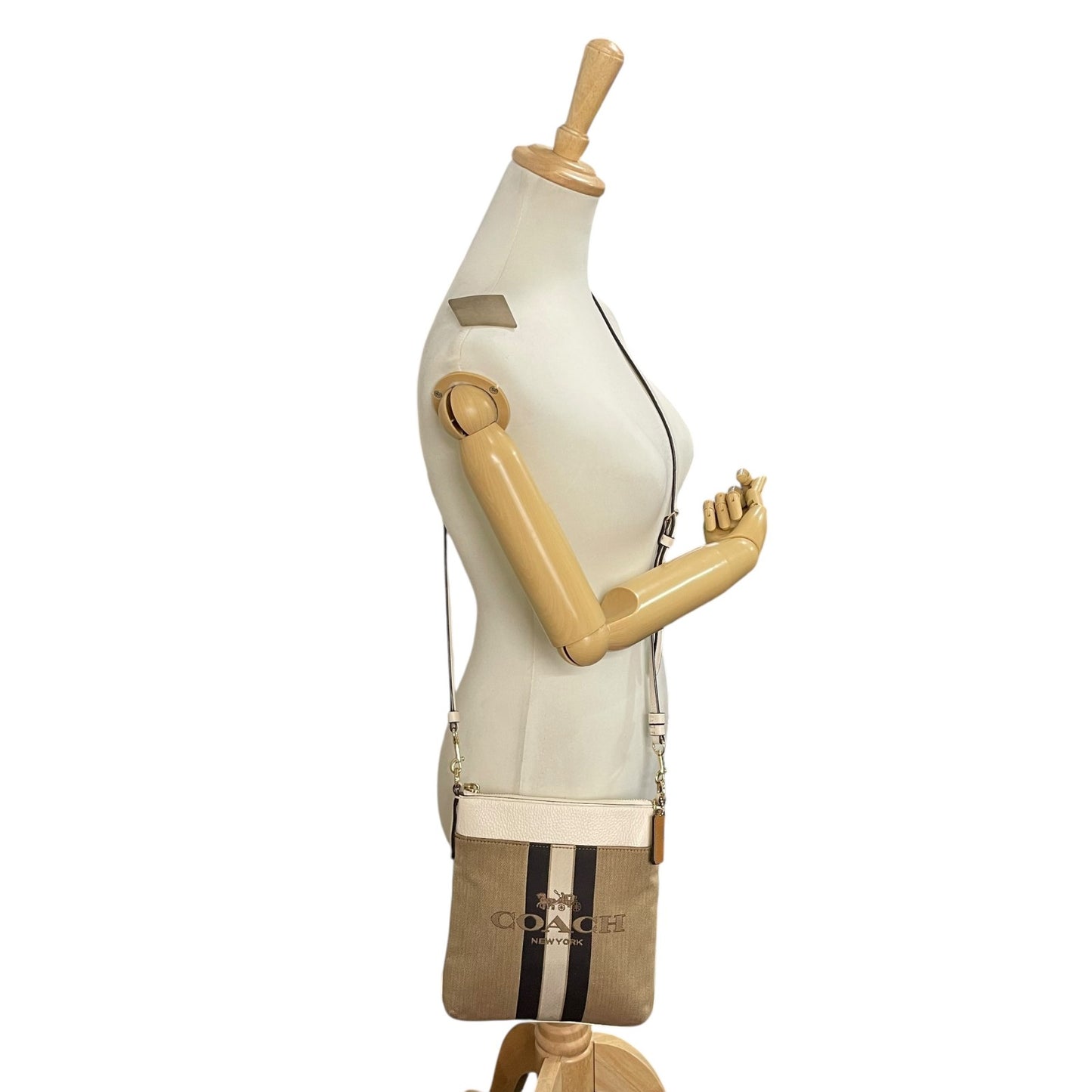 コーチ COACH ホースアンドキャリッジ ロゴ 馬車 キャンバス ショルダーバッグ ベージュ ネイビー レザー S50