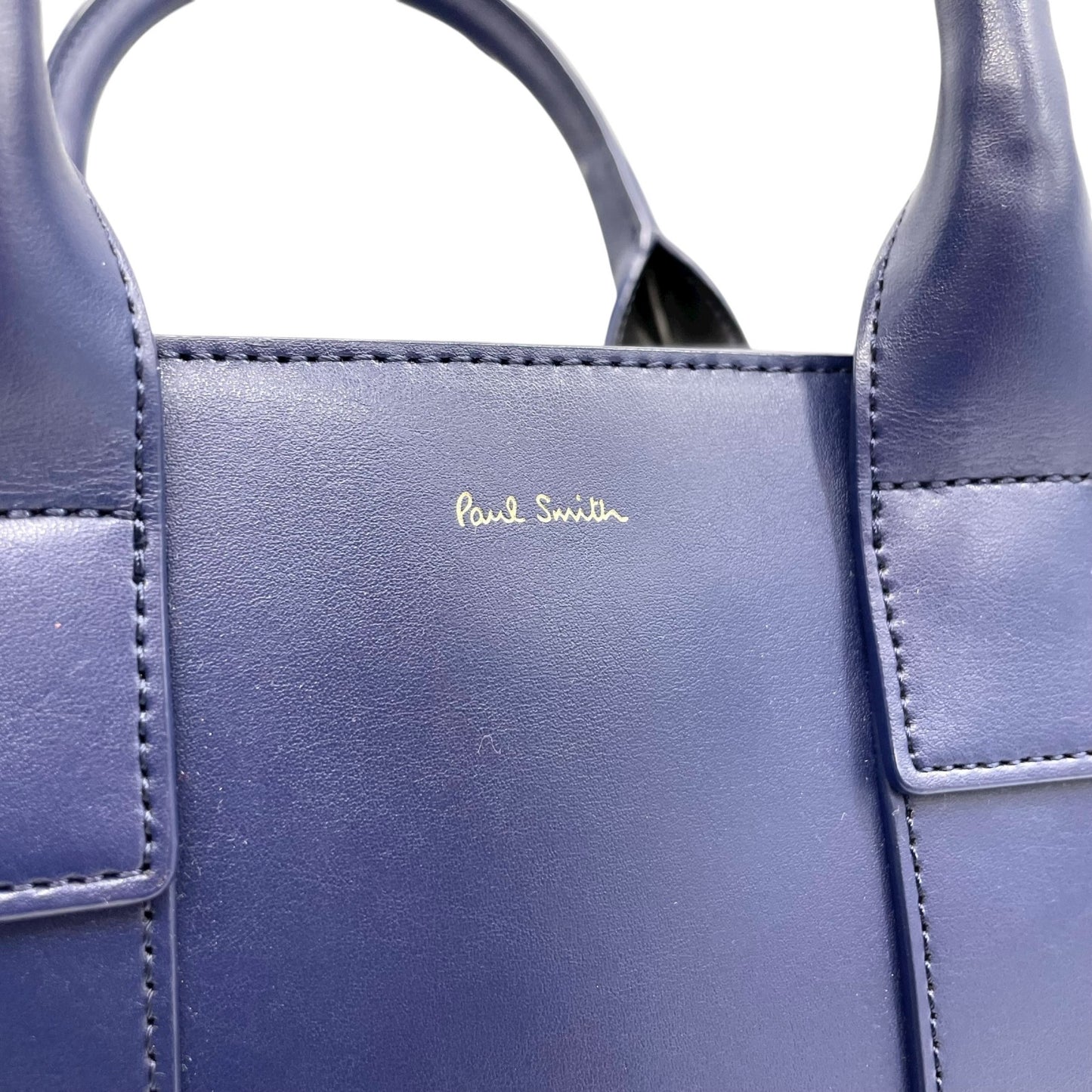 美品 ポールスミス Paul Smith レザー トートバッグ ショルダー 2WAY 紺 ブルー ネイビー 緑 グリーン バイカラー ビジネスバッグ C13