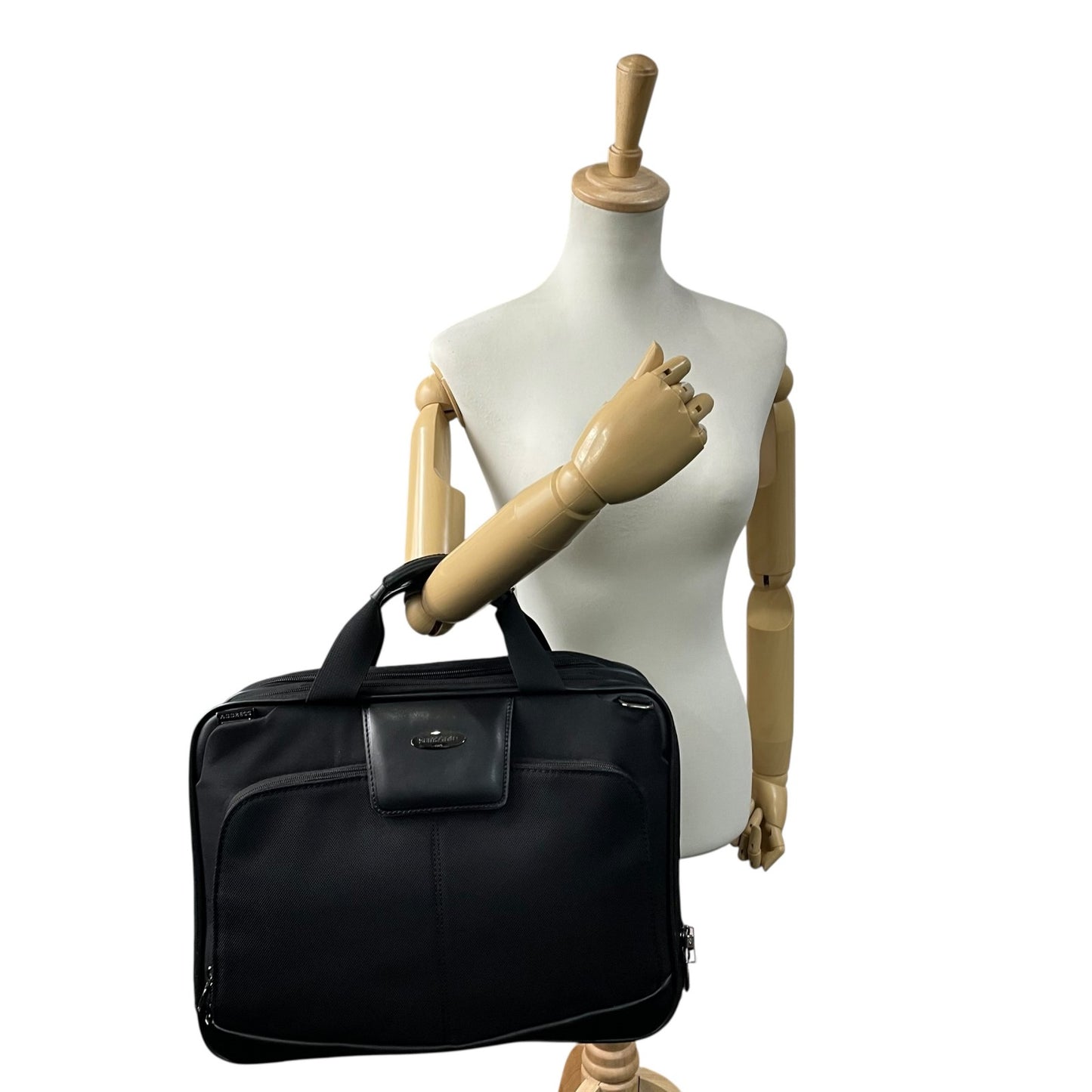 美品 サムソナイト Samsonite ビジネスバッグ ブリーフケース 2WAY ショルダー付 ナイロン×レザー 黒 ブラック X2