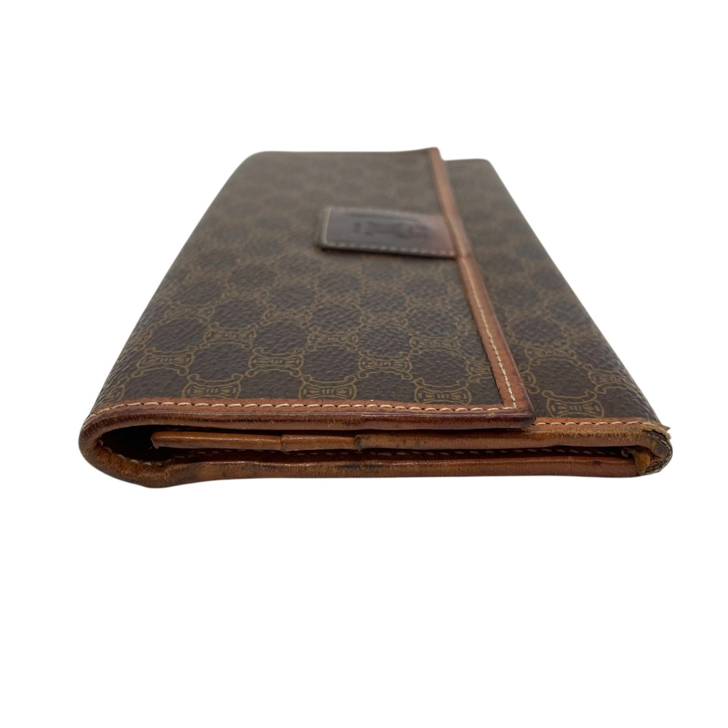 セリーヌ CELINE 長財布 折り財布 マカダム トリオンフ柄 茶色 ブラウン PVC レザー ヴィンテージ フラップ 4