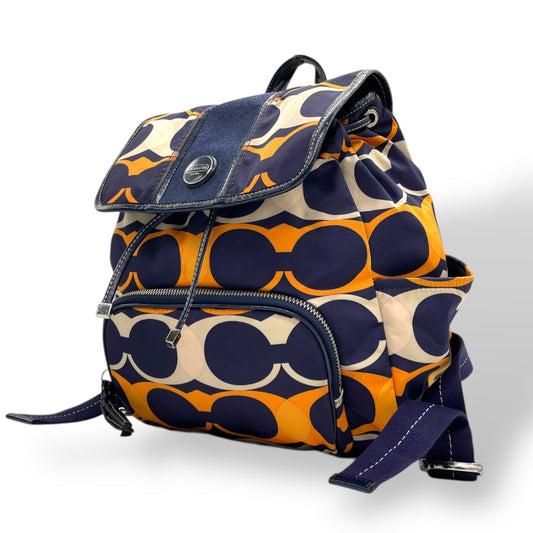コーチ COACH リュックサック バックパック リュック デイパック F23909 シグネチャー レザー ナイロン 紺 ネイビー オレンジ カジュアル U8