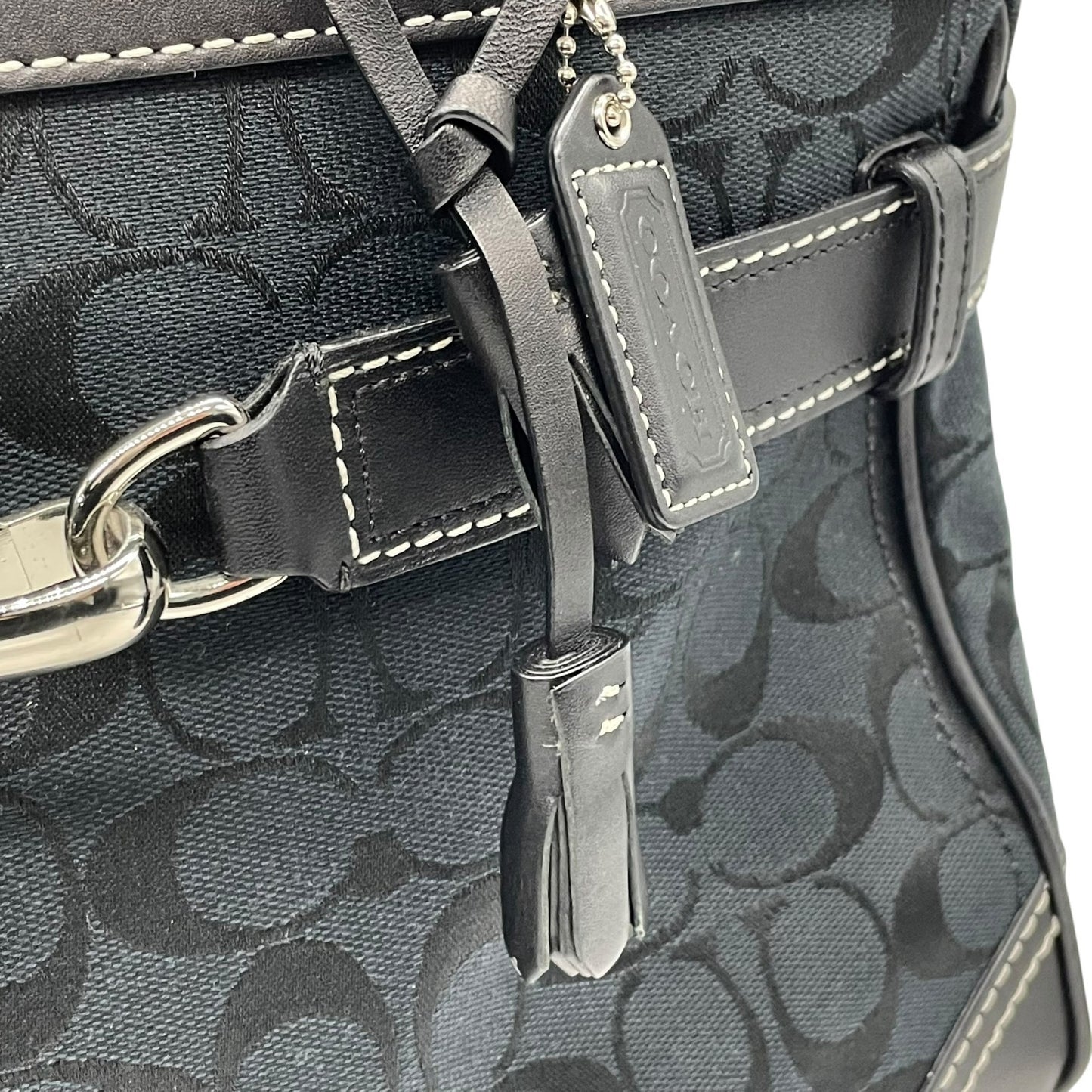 コーチ COACH トートバッグ シグネチャーF08K07 黒 ブラック 紺 ネイビー ジャガード レザー ホースビット A4対応 通勤 通学 U12