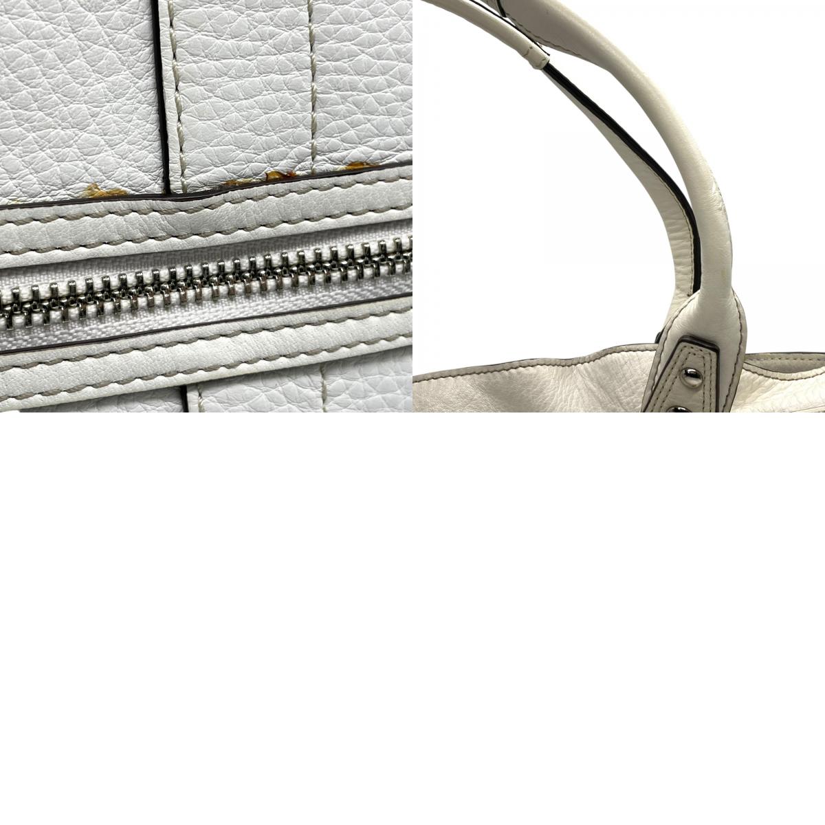 コーチ COACH トートバッグ 13160 ホワイト 白 レザー シルバー金具 ブラウン 茶色 チャーム付き A4対応 通勤 通学 S93