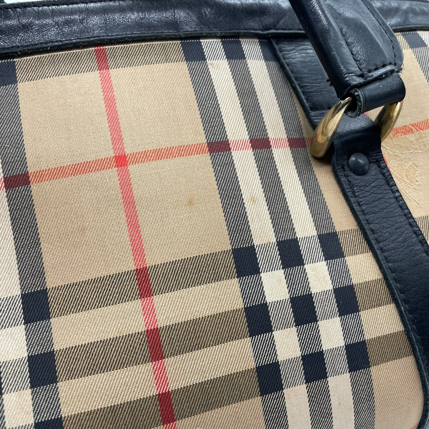 バーバリーズ Burberrys ボストンバッグ ハンドバッグ ノバチェック シャドーホース ベージュ 黒 ブラック キャンバス レザー 大容量 旅行バッグ C