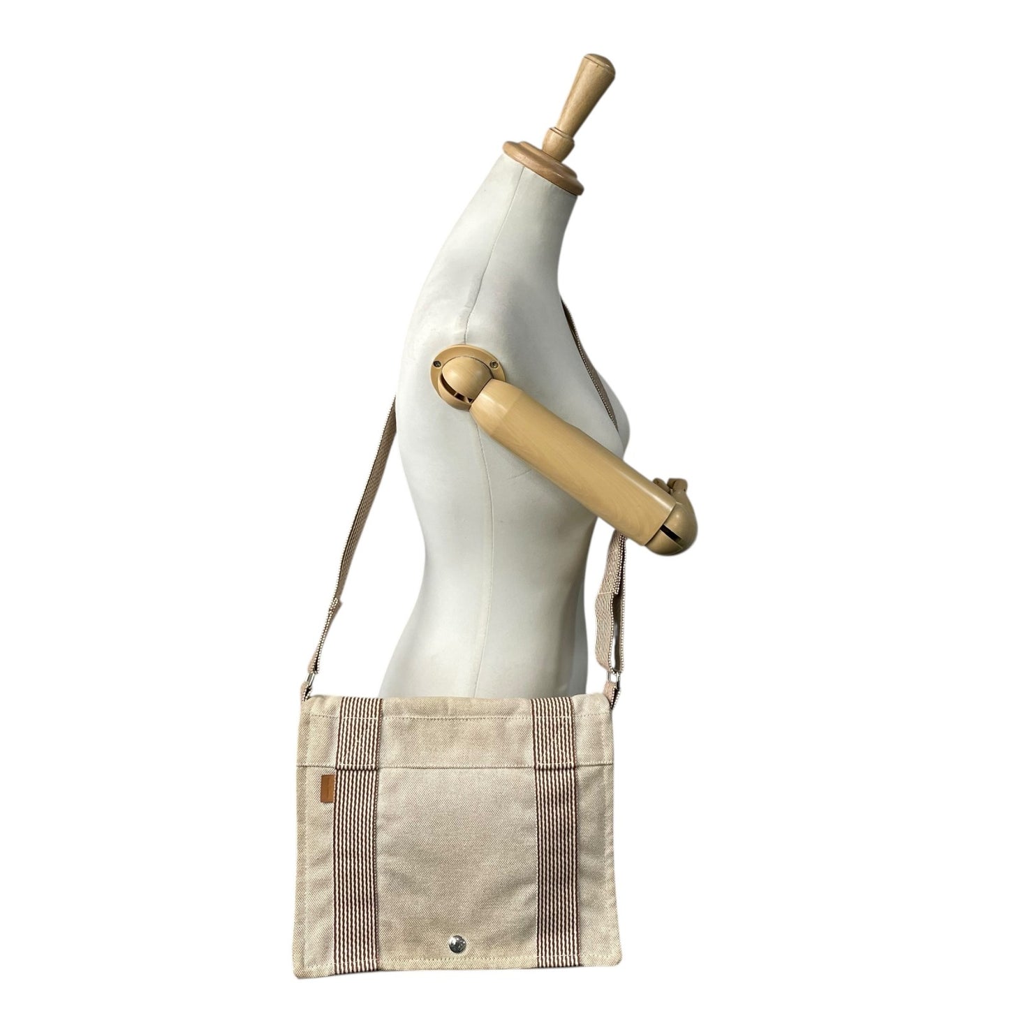 エルメス HERMES エールライン メッセンジャーPM ベージュ キャンバス ショルダーバッグ メンズ レディース ユニセックス B4