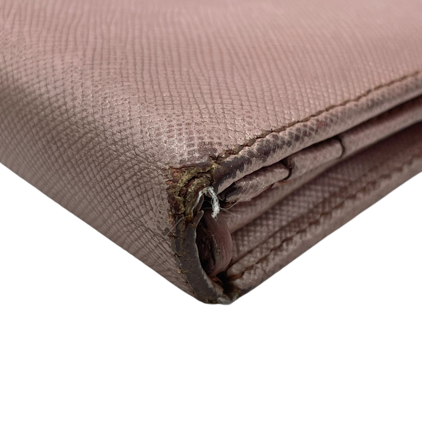 PRADA プラダ 長財布 ロングウォレット サフィアーノレザー ピンク ピンクベージュ メタリック ゴールド金具 ロゴ フラップ レディース W3