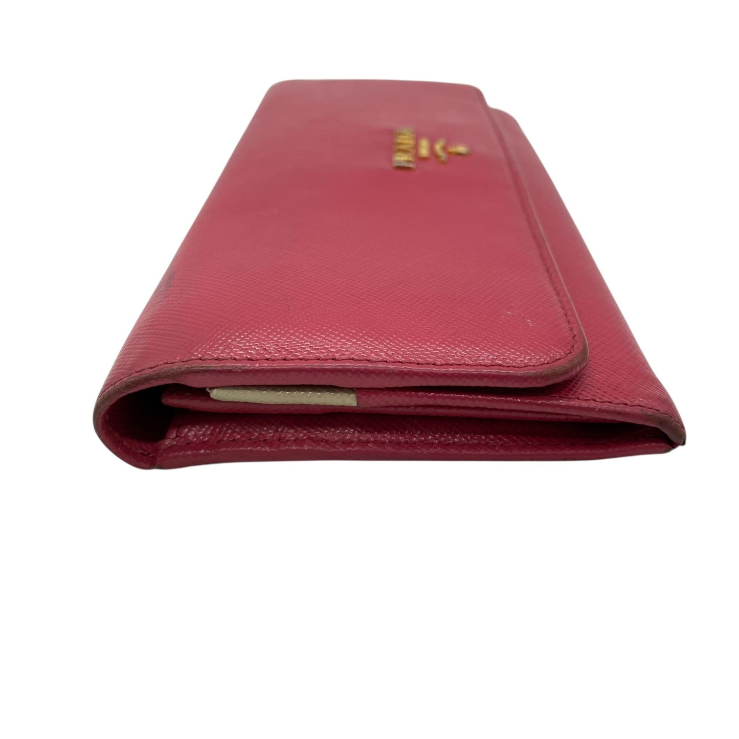 PRADA プラダ 長財布 ロングウォレット サフィアーノレザー フラップ ピンク バイカラー ゴールド金具 ロゴ レディース W3