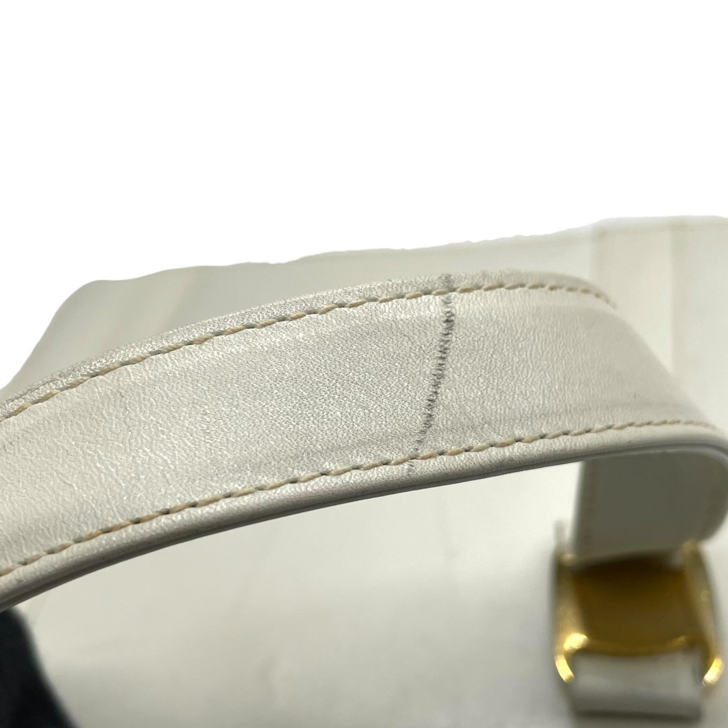 Salvatore Ferragamo サルヴァトーレフェラガモ ヴィンテージ ハンドバッグ レザー ホワイト ゴールド金具 K7