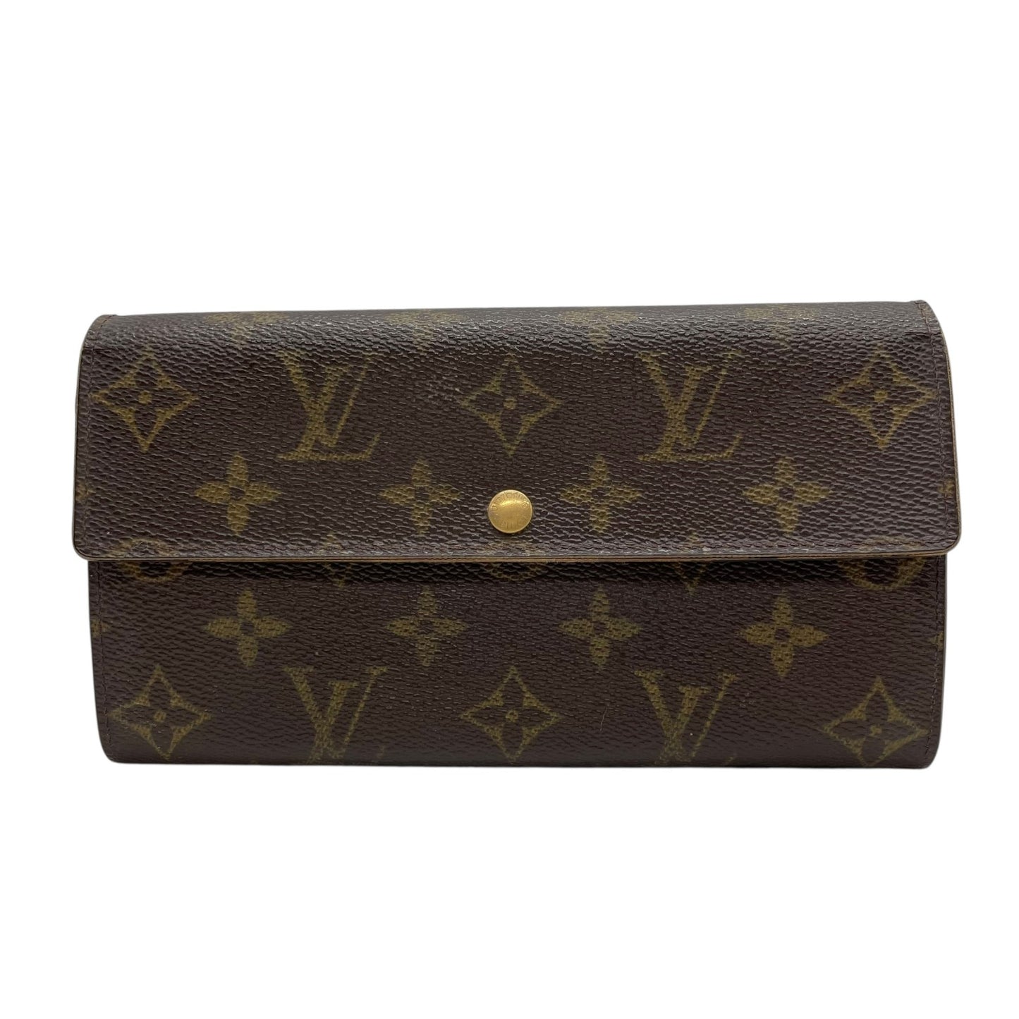 LOUIS VUITTON ルイヴィトン モノグラム ポシェット ポルトモネ クレディ 長財布 二つ折り ファスナー M61726 茶 ブラウン PVC レザー メンズ レディース W3