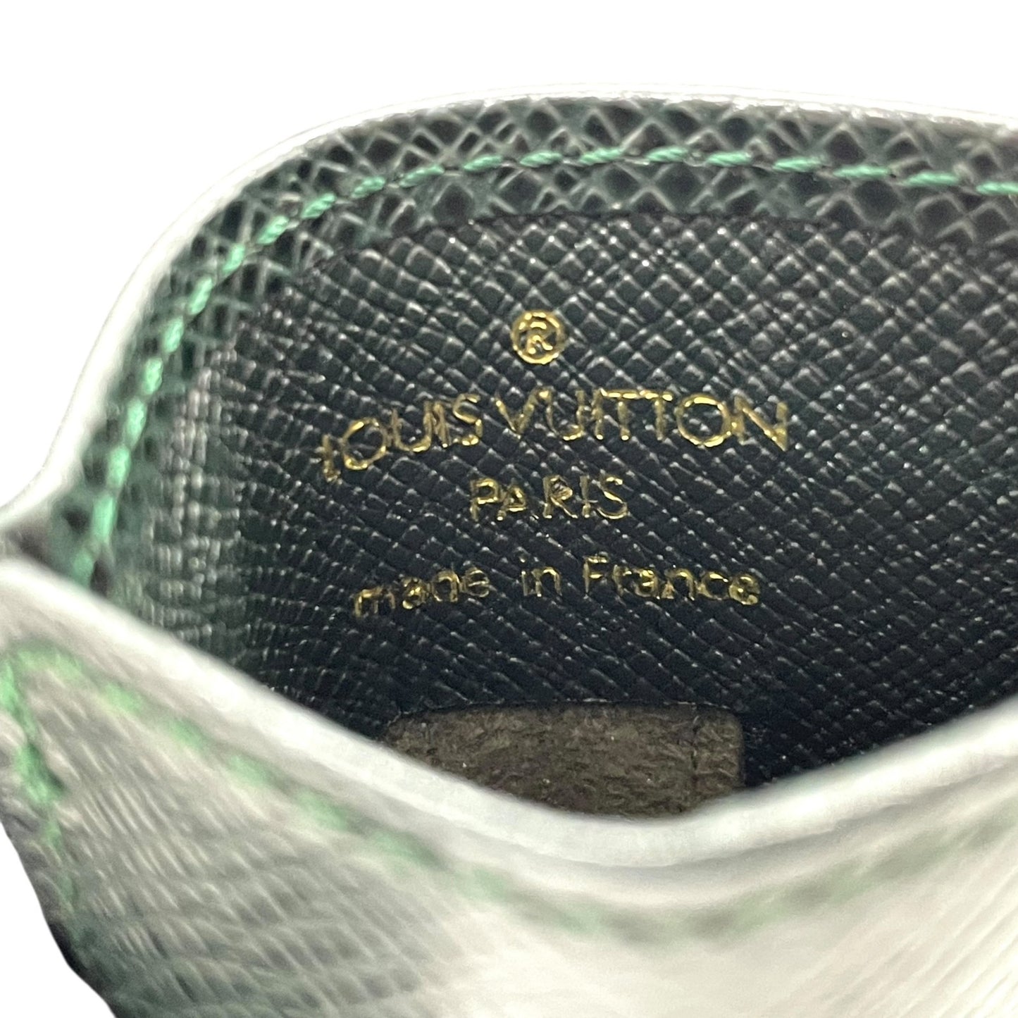 美品 LOUIS VUITTON ルイヴィトン タイガ エテュイ カルト デヴィジット トワレット カードケース M30544 緑 グリーン レザー 定期ケース メンズ ビジネス W3