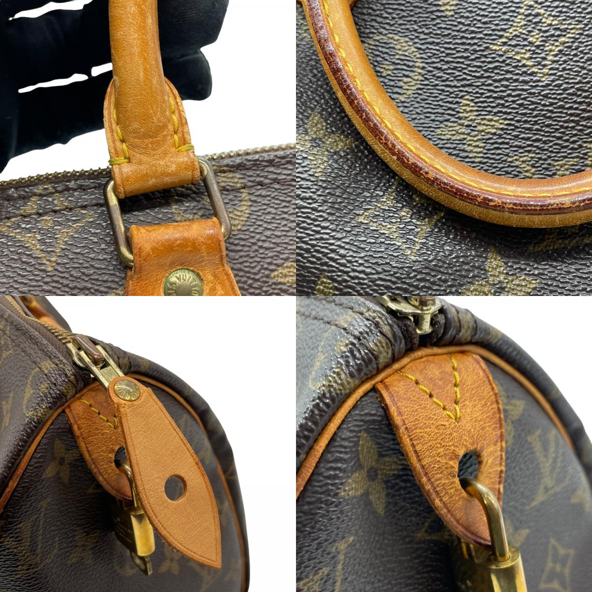 Authentic Louis Vuitton Speedy 25 Monogram Mini Boston Bag Brown Leather M41109