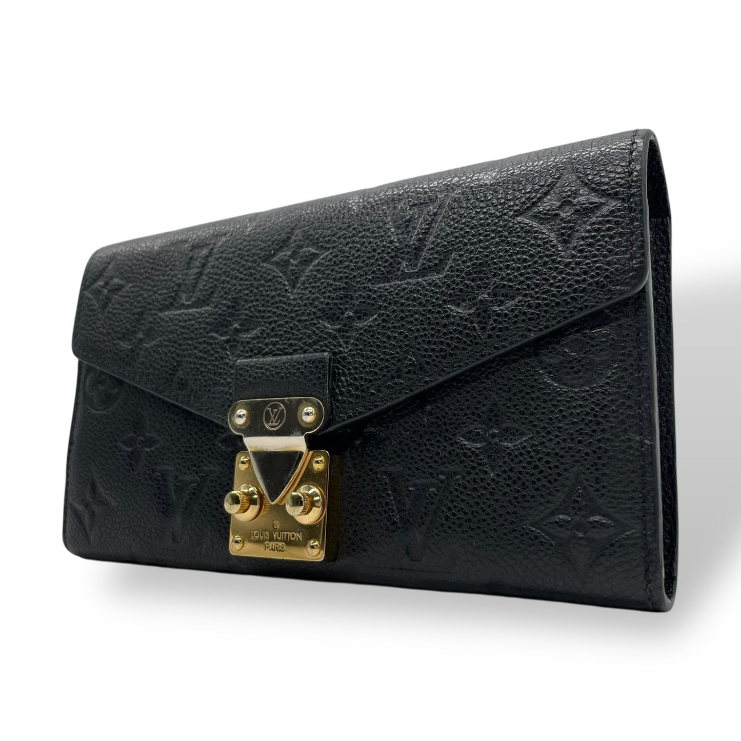 美品 LOUIS VUITTON ルイヴィトン ポルトフォイユ メティス アンプラント レザー ノワール 黒 ブラック ゴールド金具 長財布 モノグラム ロゴ M62458 レディース W2