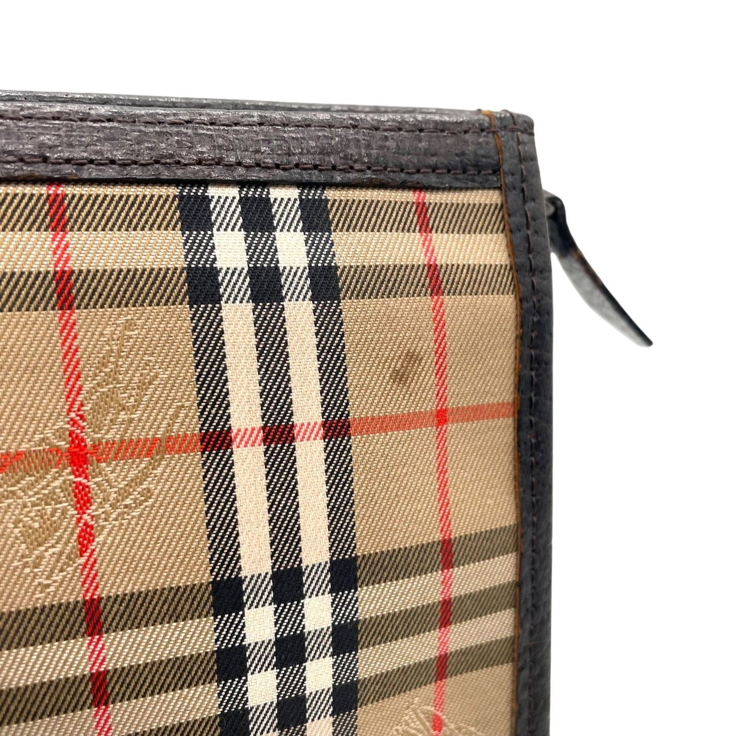 極美品 Burberry バーバリー クラッチバッグ ノバチェック シャドーホース ブラウン キャンバス×レザー ヴィンテージ 箱付き ホースロゴ セカンドバッグ ユニセックス メンズ レディース A1