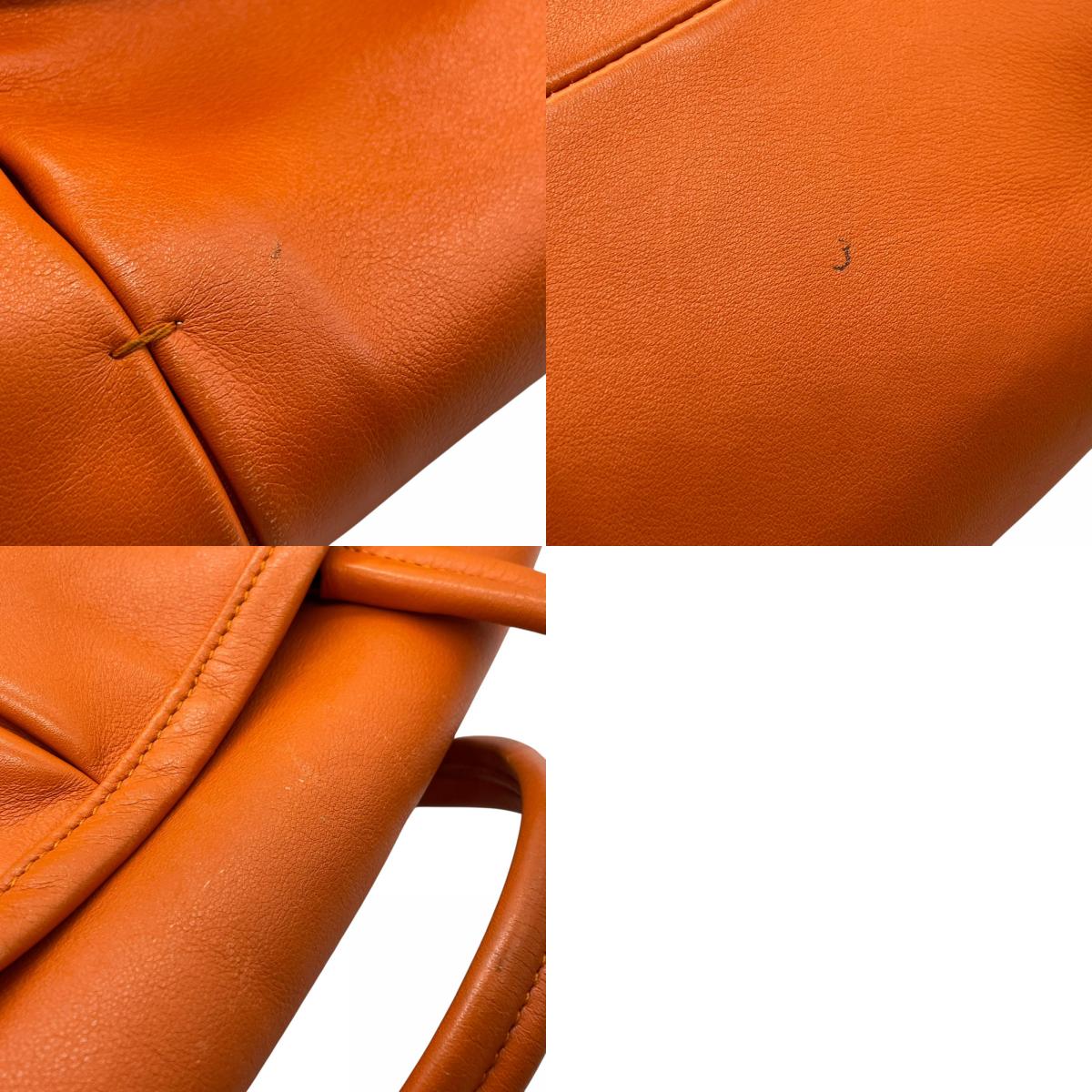 美品 Salvatore Ferragamo フェラガモ ヴァラリボン ハンドバッグ オレンジ レザー シルバー金具 レディース ヴィンテージ A