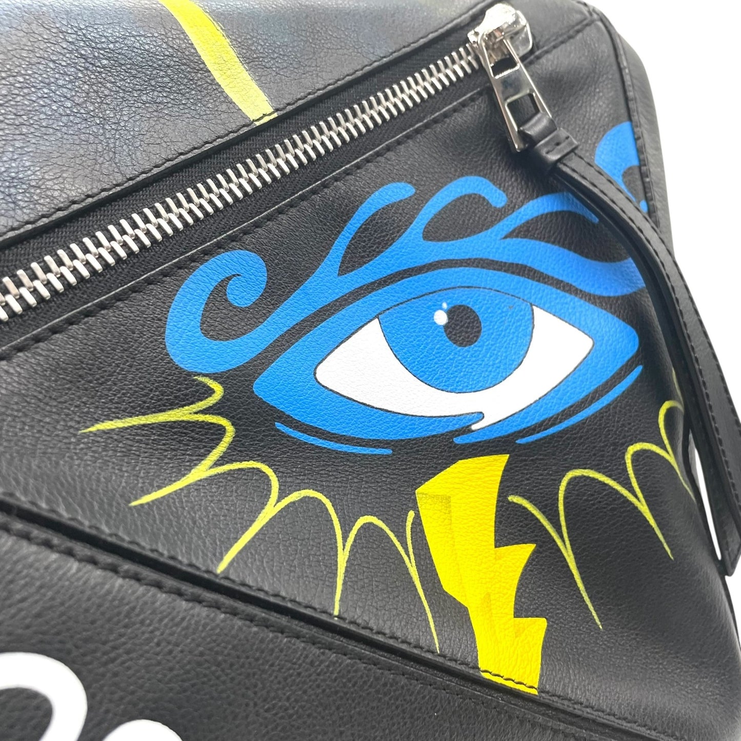 限定品 希少 極美品 LOEWE ロエベ パズルバッグ ラージ ミニボストン スタッズ アナグラム ロゴ チェーン ブラック 黒 マルチカラー メンズ レディース D