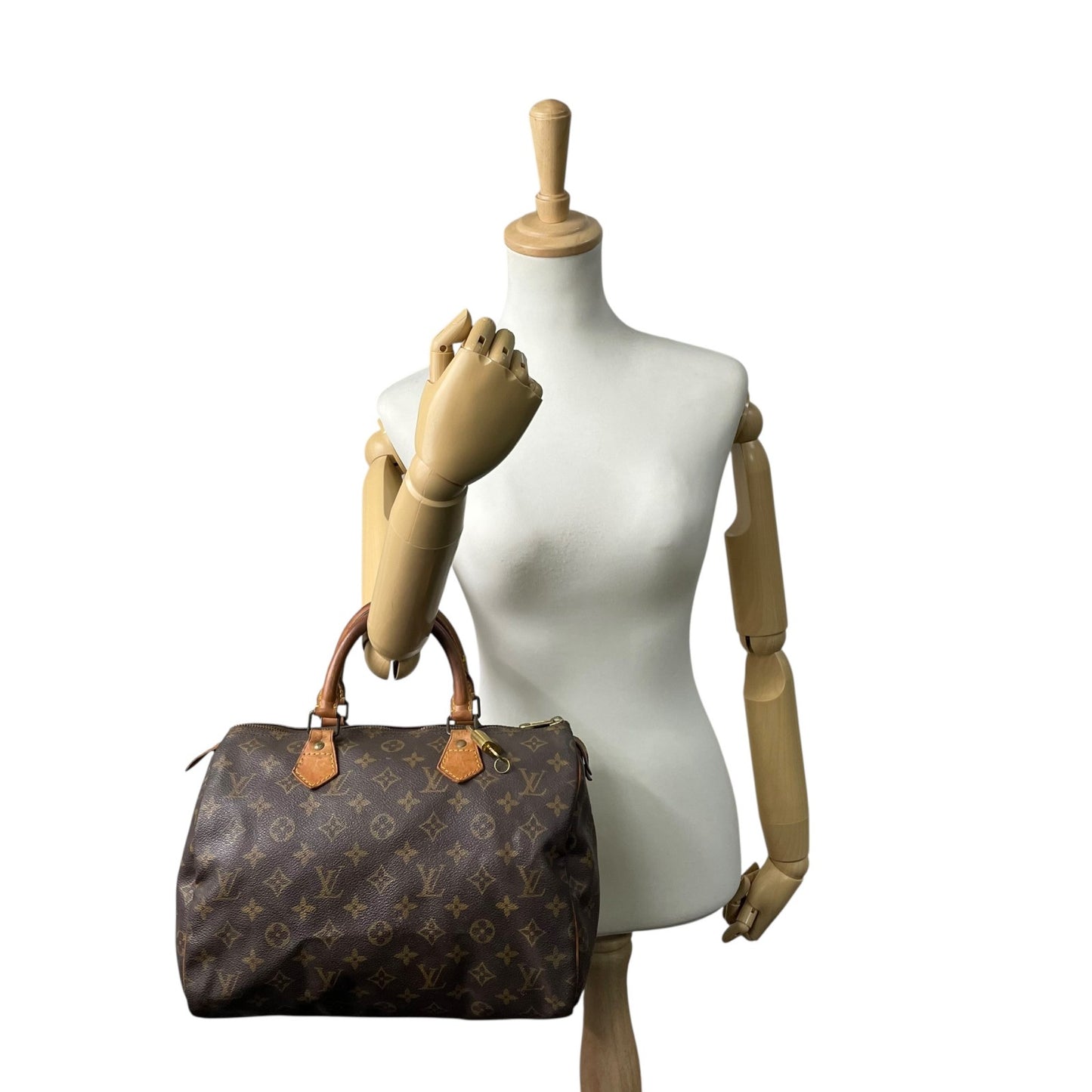 LOUIS VUITTON ルイヴィトン モノグラム スピーディ30 2WAY ボストンバッグ ミニボストン M41526 斜め掛け可 PVC レザー ブラウン ゴールド金具 パドロック ハンドバッグ レディース D