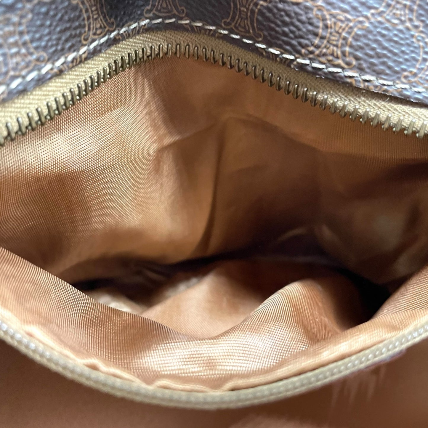 CELINE セリーヌ マカダム柄 ハンドバッグ ミニトート 茶 ブラウン PVC レザー ゴールド金具 手提げ ヴィンテージ オールドセリーヌ レディース E