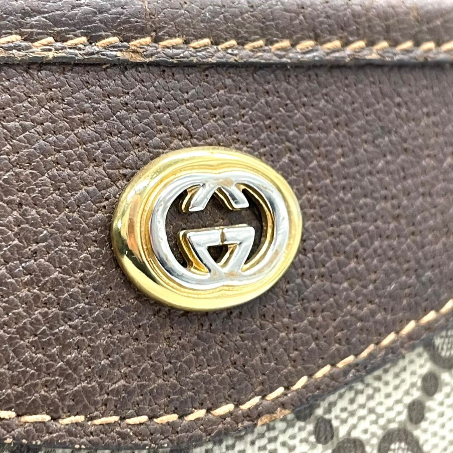 GUCCI グッチ GGスプリーム クラッチバッグ セカンドバッグ 茶 ブラウン グレー PVC レザー ゴールド金具 オールドグッチ ヴィンテージ メンズ レディース C4