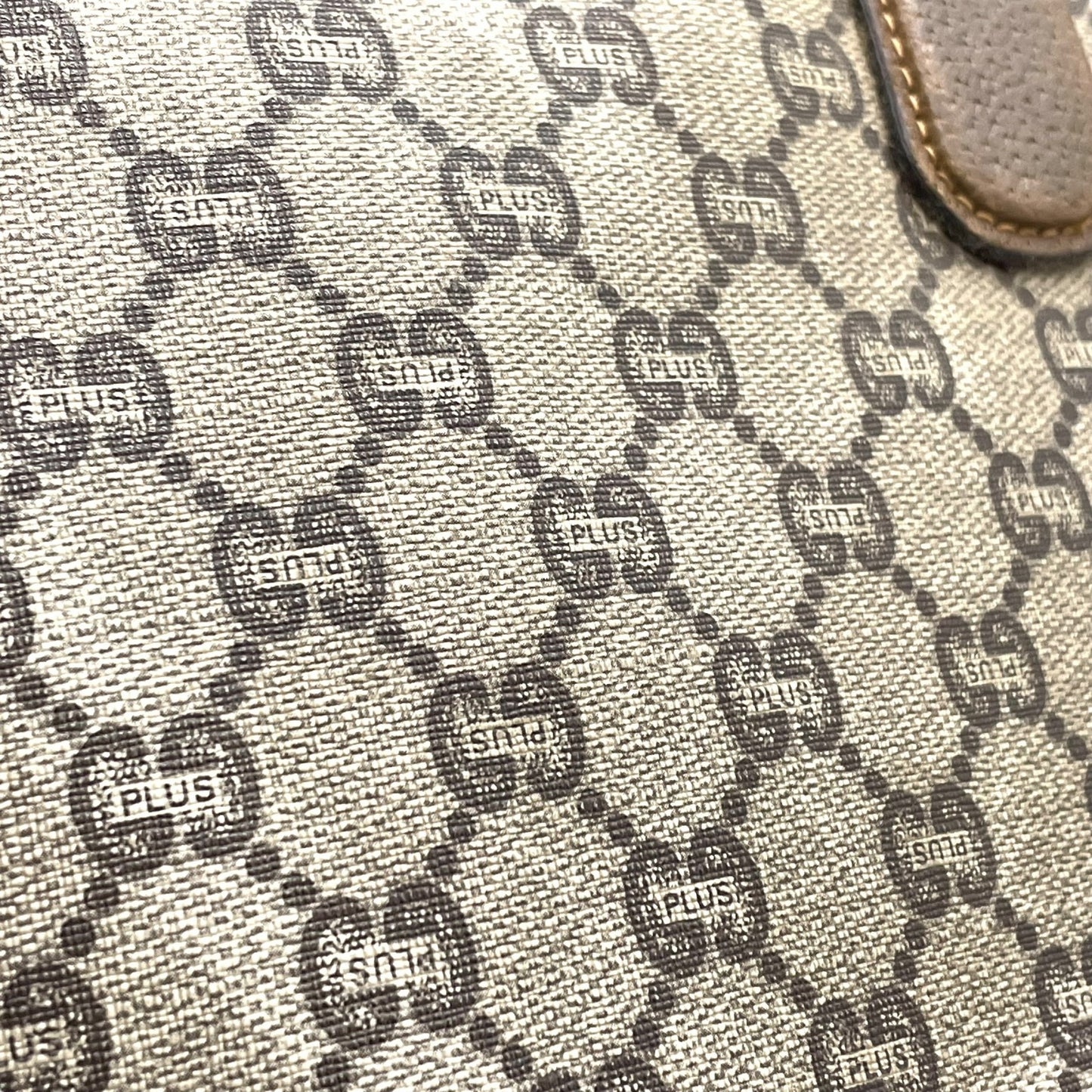 GUCCI グッチ GGプラス グッチプラス ハンドバッグ グレー ベージュ PVC レザー ゴールド金具 オールドグッチ ヴィンテージ レディース A