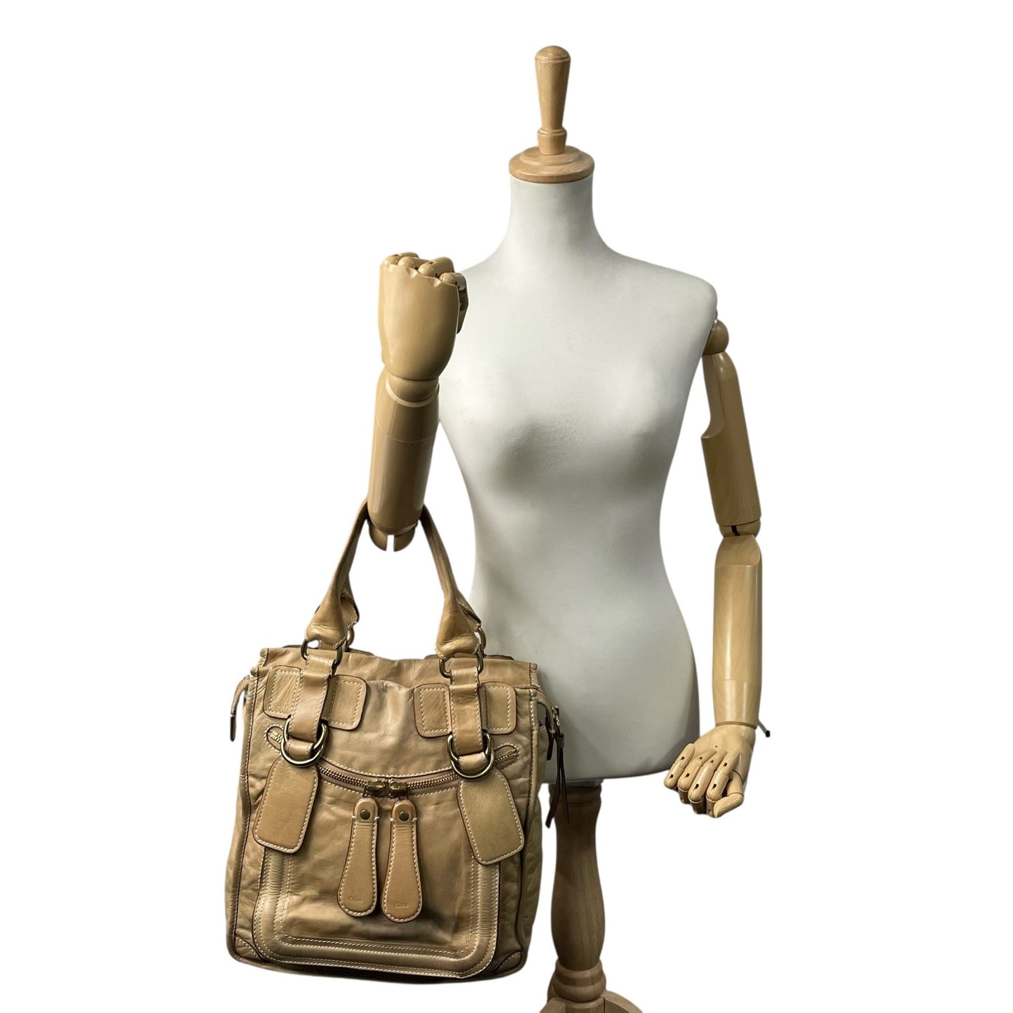 Chloe クロエ ベイ レザー トートバッグ 7ES358-50 ブラウン 牛革 ライトブラウン A4収納可能 Y2K VINTAGE archive 00s C7