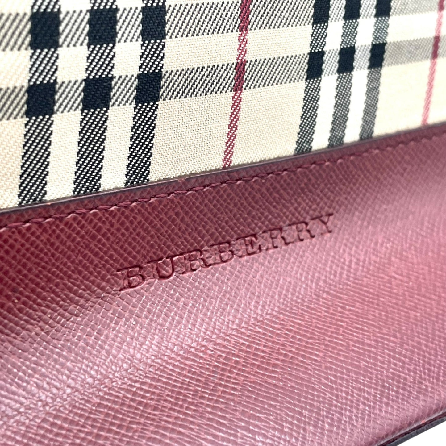 バーバリー Burberry ヴィンテージ ショルダーバッグ ハンドバッグ ノバチェック 赤 ボルドーレザー ワンショルダー C8