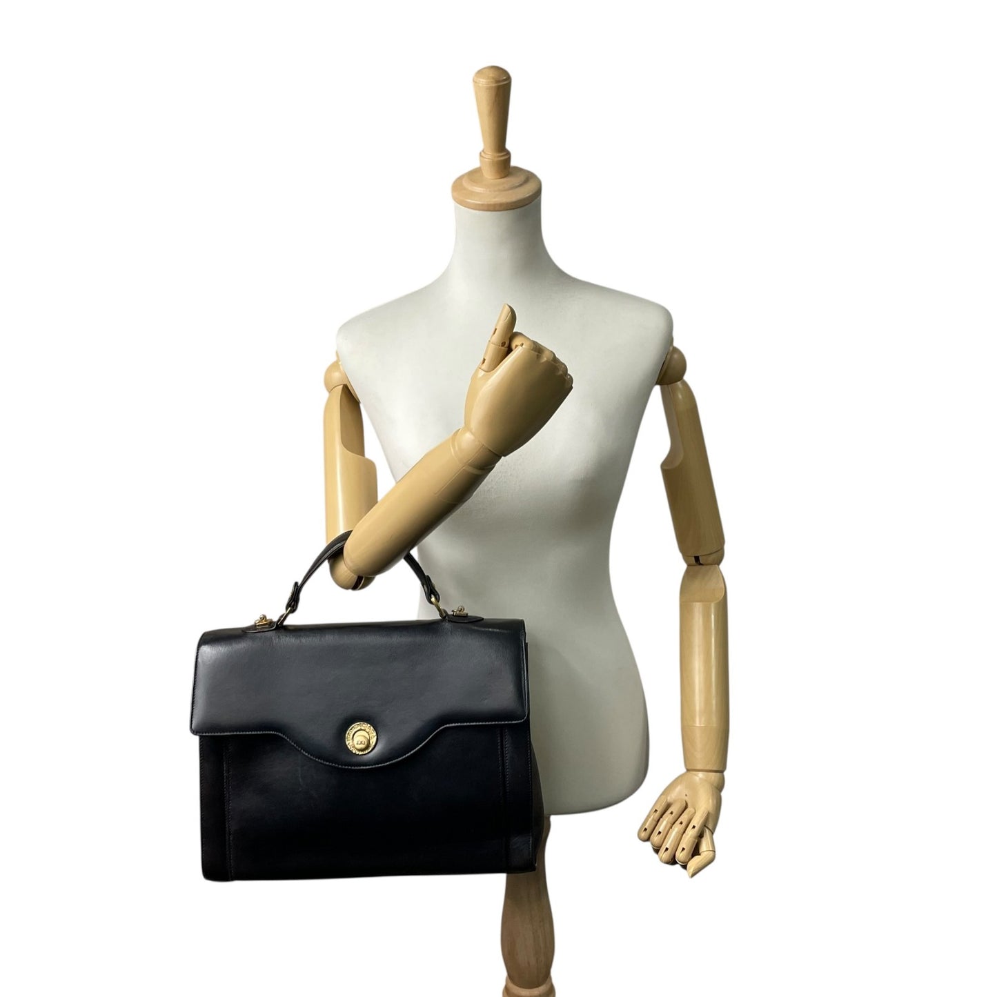 BALENCIAGA バレンシアガ ハンドバッグ ショルダー 2WAY レザー 黒 ブラック ビジネスバッグ ゴールド金具 ヴィンテージ ブリーフケース C