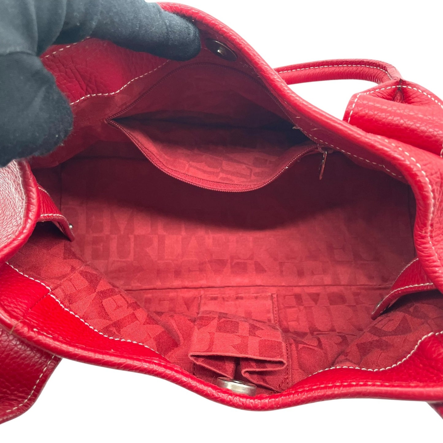 フルラ FURLA レザー ハンドバッグ トートバッグ ショルダー付き 赤 レッド シルバー金具 S93